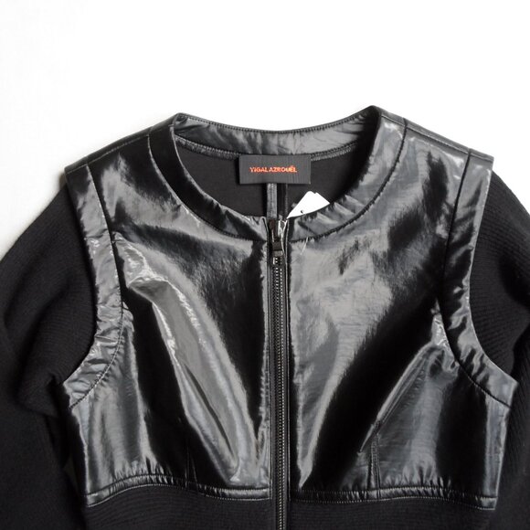 NWT$1050 RUNWAY COLLECTION Yigal Azrouel Knit Long Sleeves Leather Midi Dress 10 - Picture 7 of 16